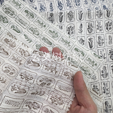 "Flowers in the Mirror" Cotton Lace Jacquard Fabric Spring and Summer New Simple Line Printing Pure Cotton Fabric