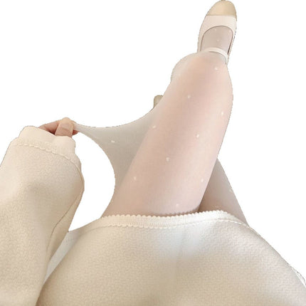 Women's Sheer Pantyhose for Spring and Autumn, Thin White Polka Dot Skin-Friendly Anti-Snag Seamless 0D Ultra-Transparent Pineapple Pantyhose Wholesale
