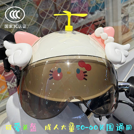 3C Certified Electric Battery Bike Helmet Summer Sun Protection Cute Kt Cat Half Helmet Couple Moped Safety Helmet