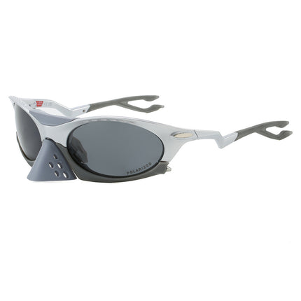 New European and American Cross-Border Sports Cycling Polarized Sunglasses for Men and Women, Personalized Trendy Eagle-Beaked Frog Web Sunglasses 9437