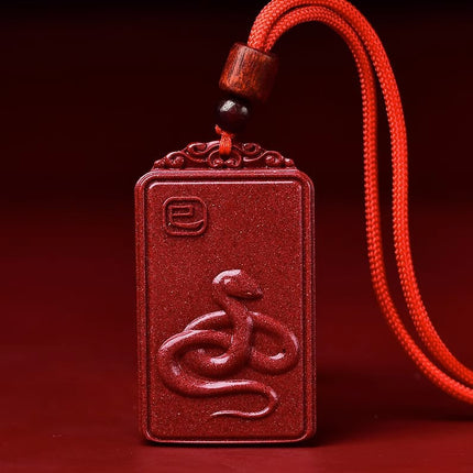 Natural raw ore cinnabar double-sided Buddha pendant twelve Zodiac men's and women's necklace portable pendant Manshu Bodhisattva