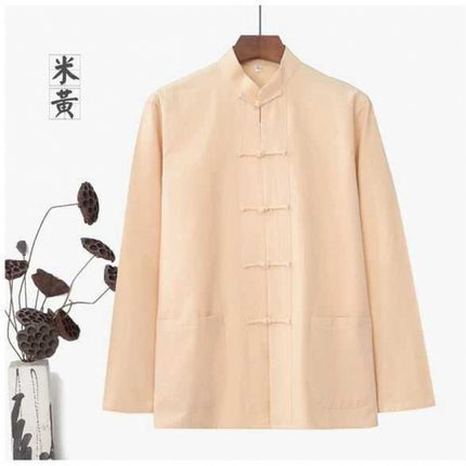 Hanfu Top Tang Suit Men's Long-sleeved Old Man's Clothes Men's Cotton Ancient Clothes Men's Middle-aged and Old Men's Best Man's Antique Men's Clothing