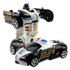 Inertial black deformed police car