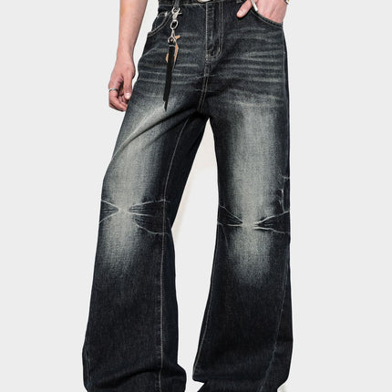 American Retro Washed Whiskered Cleanfit Jeans for Men and Women, New Flared Slimming Floor-Length Vintage Pants