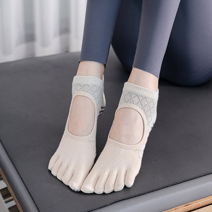 Toesox quality new gradient yoga socks tie-dyed backless five-finger socks sports pilates dispensing non-slip socks