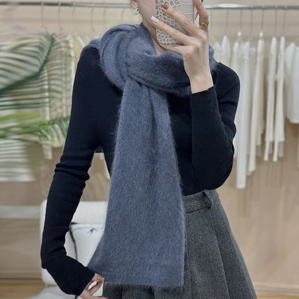 [brushed series] new 100 pure cashmere ladies solid color all-match fashion fleece scarf lengthened