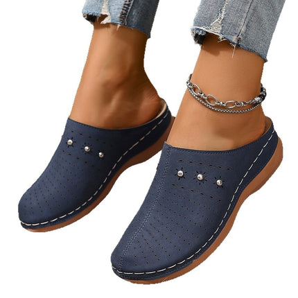2025 Foreign Trade Summer New Women's Baotou Thick-Soled Slippers Cross-Border Large Size Cut Out Wedge Casual Sandals