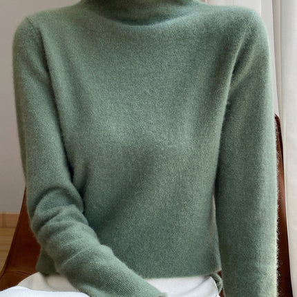 Curled Pile Collar Wool Sweater Women's 100 Pure Wool Base Shirt Autumn and Winter New High Neck Cashmere Knitted Sweater