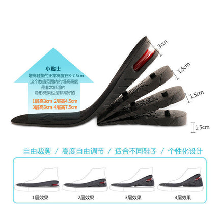 Cross-Border Amazon Pvc Inner Heightening Insole Fully Cushioned Detachable Men's and Women's Air Cushion for Sports, Comfortable and Invisible