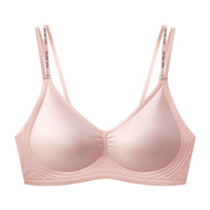 Light Luxury Silk and Satin bra Cross Beautiful Back Thin Soft Support Letter Shoulder Bra Live Daifa Underwear Foreign Trade Cross