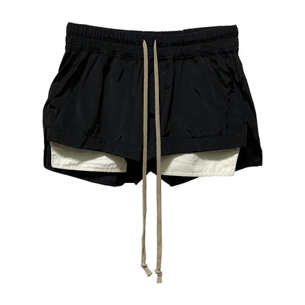 SUBHUMAN women's chic elegant high waist black artistic elegant commuter wide leg pants young-reducing short pants for women