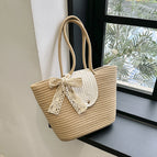 Khaki + lace ribbon