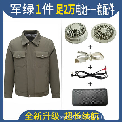 Cross-border supply air conditioning clothes summer outdoor worker labor protection work clothes short sleeve air conditioning shirt fan clothes coat