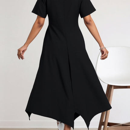 Cross-border Amazon European and American Women's Fashion Elegant Irregular Hem Side Button Decoration dress