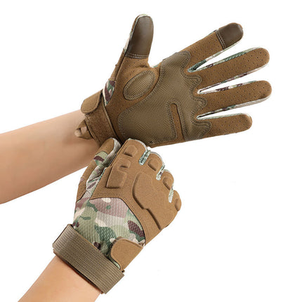Tactical Gloves Men's Outdoor Sports Rock Climbing Training Military Fan Riding Motorcycle Full Finger Touch Screen Protection Non-slip and Durable