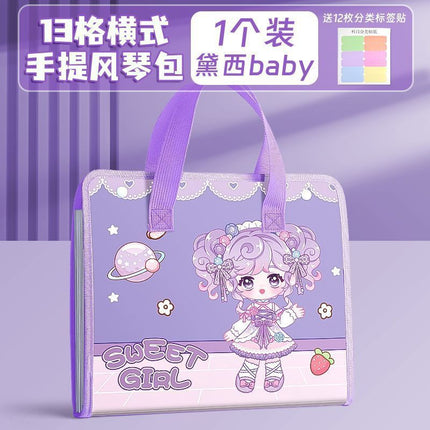 2025 New Cartoon Portable Test Paper Organ Bag for Students Multi-Layer Classified Storage Bag A4 Folder Large Capacity