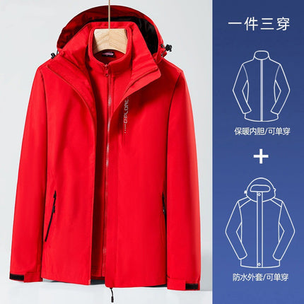 Huagang Camel Outdoor Jacket Jacket for Men and Women Autumn and Winter Three-in-One Removable Waterproof Windproof Tide Brand Mountaineering Suit