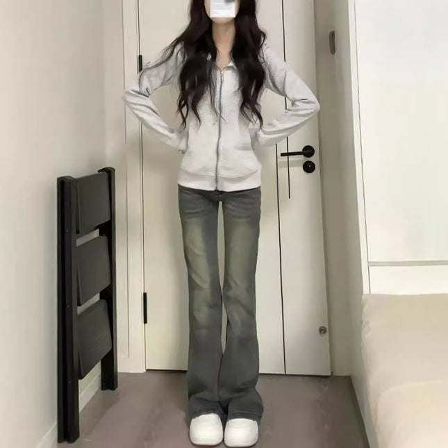 American Hottie Bootcut Jeans Autum New High-Waisted Slim Fit Straight Cigarette Pipe Floor-Length Pants