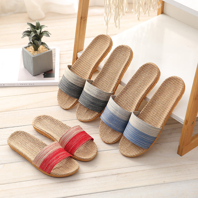 Cixi Simple Linen Slippers Four Seasons Guest Indoor Living Room Home Floor Cotton Linen Slippers Couple Wholesale