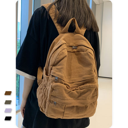 2022 American Senior high school Retro Backpack Antique Washed Canvas Men's and Women's Backpack Old School Student Bag