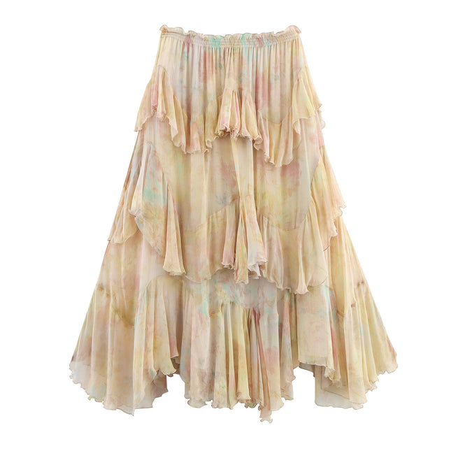 Deeabae Summer New Women's Casual Style Printed Layered Decorative Skirt for Women 3694/011