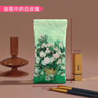 White rose in oil bottle [long style - automatic closing]