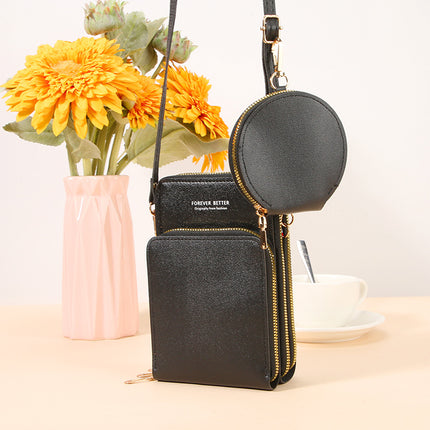 Two-Piece Mobile Phone Bag Large Capacity Multi-Functional Solid Color Fashionable Simple Shoulder Small Bag Touch Screen Crossbody Women's