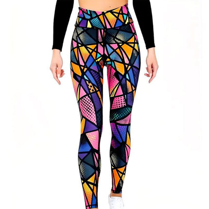 Cross-Border New High-Waisted Naked-Feel Butt-Lifting Yoga Pants, Quick-Dry Geometric Print Sports Fitness Yoga Wear for Shaping