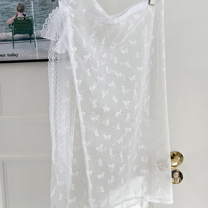 South Korea lace gauze skirt personalized sweet cool new style lace fart curtain apron women's stacked lace-up skirt all-Match cover skirt
