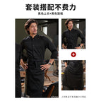 Black long-sleeved top + black half-length long apron / M