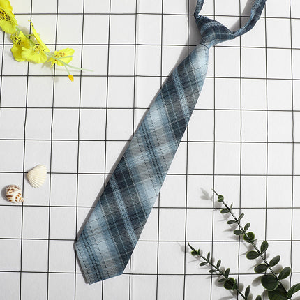 JK Small Tie Women's College Style Lazy Japanese Style Plaid Uniform Shirt Tie Student ins Men's and Women's Short Free Tie