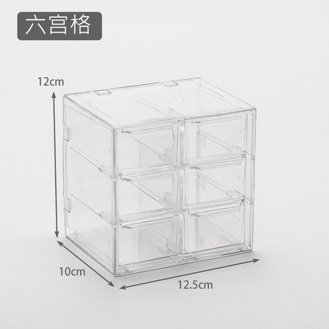 Cross-border Desktop Jiugongge Storage Box Transparent Drawer Type Sub-compartment Student Dormitory Table Small Sundries Organizer Box