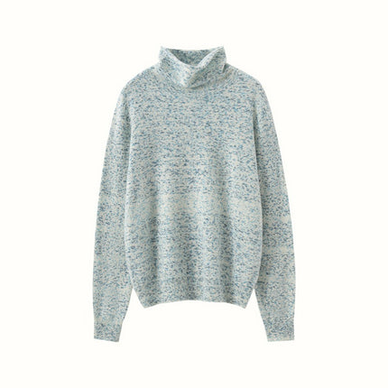 Pile Collar Knitwear Women's Wool Bottoming Shirt Cashmere Knitwear Autumn and Winter First-Line Soft Pure Color Waxy Pile Collar Dot Yarn