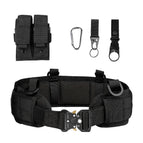 Belt + waistband + double tool bag + water bottle buckle + keychain + carabiner (black)