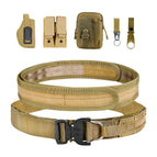 Khaki - belt + waist bag + keychain + water bottle buckle + double magazine bag + holster six-piece set