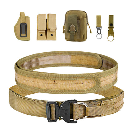 Cross-Border Nylon Double-Layer Thickened Tactical Belt Military Fans Outdoor Multi-Functional Quick-Release Buckle Security Combat Belt Set