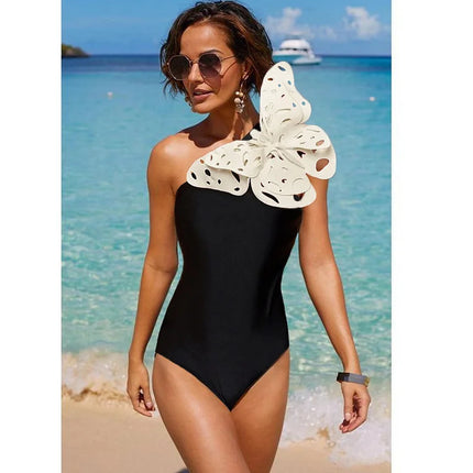 2025 new European and American beach holiday 3D butterfly decoration Amazon AliExpress one-piece swimsuit women cross-border explosions