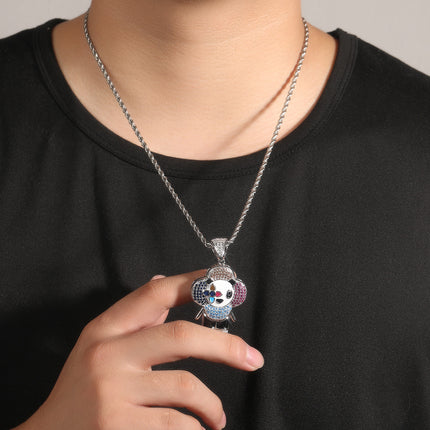 Cross-border European and American Hip-hop Creative New Donkey Flower Pendant Shining Micro-inlaid Zircon Jewelry Men's and Women's Couple Pendant