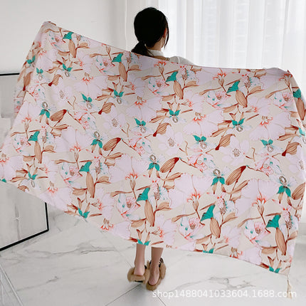Ethnic Style Printed Silk Scarf Women's Seaside Travel Sun Protection Gauze Air Conditioning Warm Scarf Versatile Long Shawl