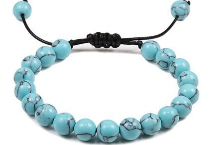 Amazon Hot Selling Natural Stone Beaded Bracelet 8mm Adjustable Size Blue Pine Volcanic Stone Bracelet Manufacturers in stock