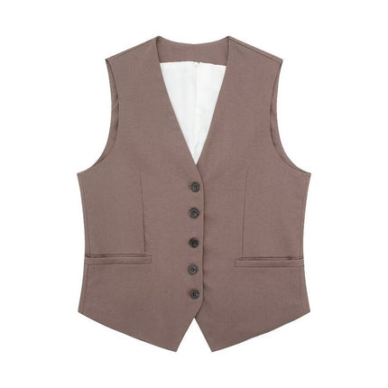 European and American 2023 New Fashion Women's Blended Vest Vest 7747356 High Waist Casual Shorts 7748356 Trendy