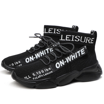 Autumn and Winter high-top flying woven women's shoes casual sneaker breathable socks shoes couple fashion shoes student shoes large size shoes