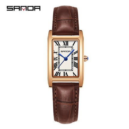 Sanda Live Hot Couple Watch Vintage Square Quartz Watch Waterproof Roman Scale Men's and Women's Watches