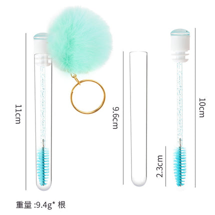 Wholesale in stock Keychain Smiley Hair Ball Tube Eyelash Brush New Cute Multicolor Eyelash Comb Beauty Makeup Tools