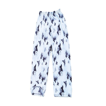 Cross-border Fashion Ink Butterfly National Style Casual Pants Women's New Chinese Style Loose Wide Leg Loose Summer New Ankle-length Pants