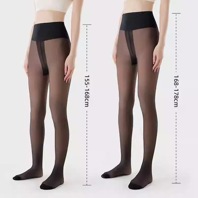Double-Layer Button-Style Bare-Leg Pantyhose for Women in Autumn and Winter, Ultra-Natural Detachable Double-Layer Fleece-Lined Leggings