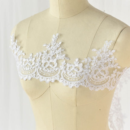 White lace accessories bridal handmade diy material wedding headwear decorative flower width 15.5CM