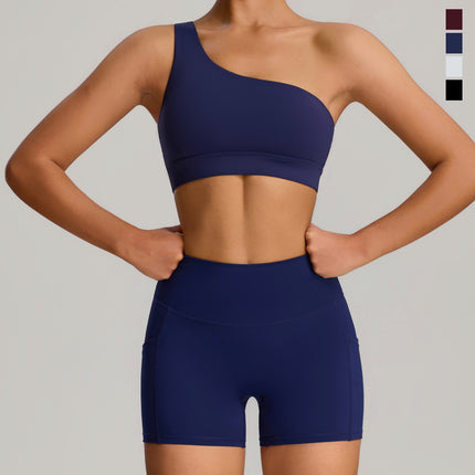 Spring and Summer 2025 New Sportswear suit Women's Oblique Shoulder Sexy Yoga Clothes suit Hot-selling Fitness Clothes in Europe and America