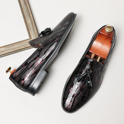 Leather Shoes for Men, Lazy Shoes, Bean Style, Patent Leather, Bright Leather, Soft Leather, High-End