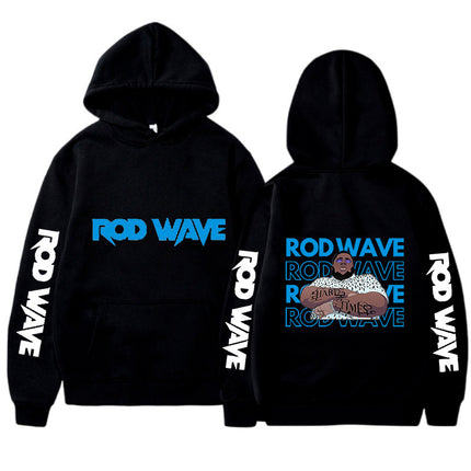 2023 Cross-Border New Product Rod Wave Series Front and Rear Lettering Peripheral Fashion Casual Hooded Sweatshirt